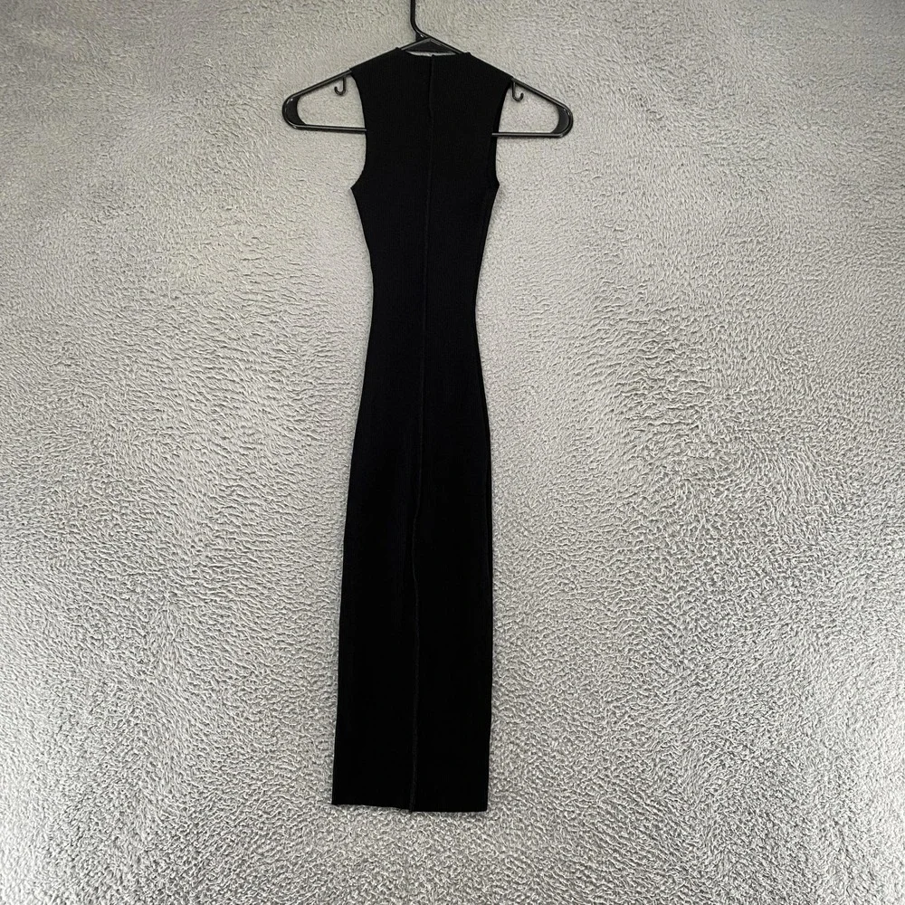 Naked Wardrobe Tank Dress Womens XS Black Ribbed Bodycon Midi USA Minimalist - Picture 8 of 12